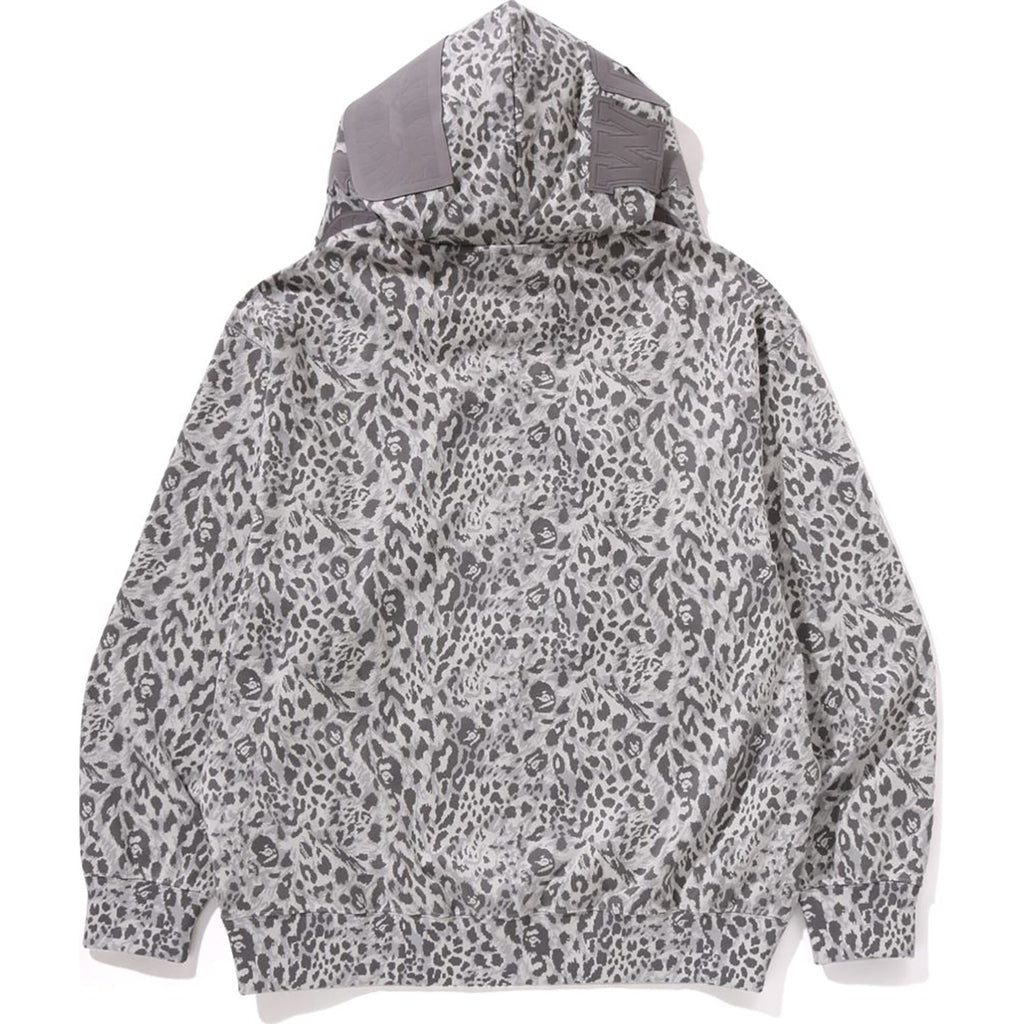 WILD LEOPARD PATTERN SHARK RELAXED FIT FULL ZIP HOODIE MENS